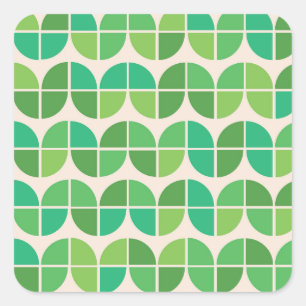  Mid Century Modern  Pattern with geometric green  Square Sticker