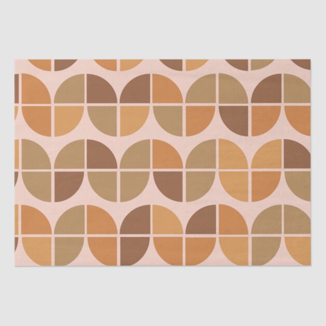  Mid Century Modern Pattern with geometric orange  Tissue Paper (Front)