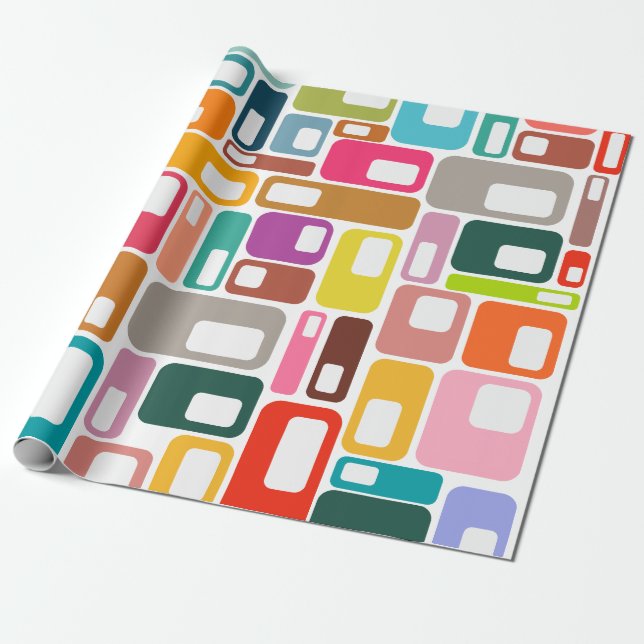 Mid-Century Modern Pattern  Wrapping Paper (Unrolled)