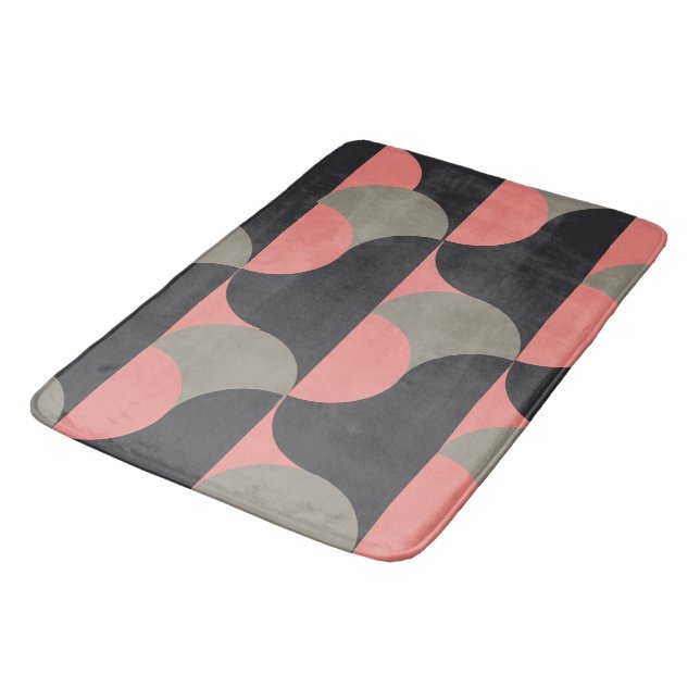Mid-Century Modern peach and grey     Bath Mat (Angled)