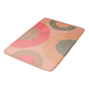 Mid-Century Modern Peach and Olive   Bath Mat