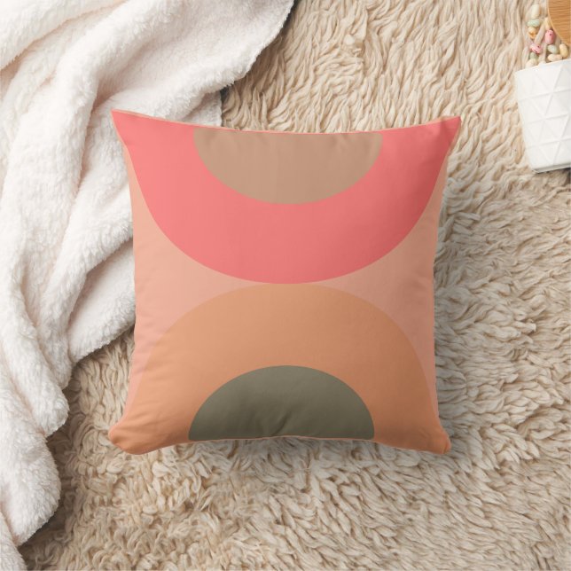 Mid-Century Modern Peach and Olive   Cushion (Blanket)