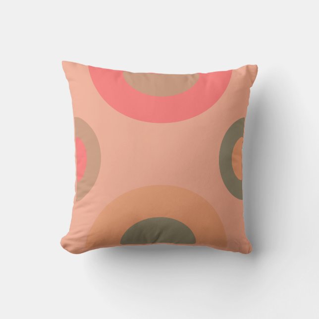 Mid-Century Modern Peach and Olive  Cushion (Front)