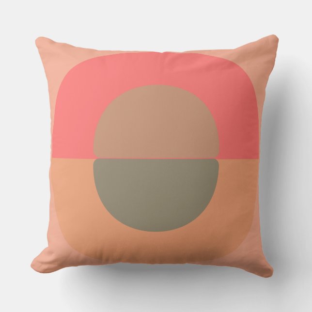 Mid-Century Modern Peach and Olive   Cushion (Front)