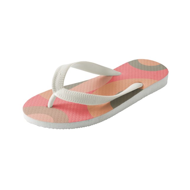 Mid-Century Modern Peach and Olive      Kid's Jandals (Angled)