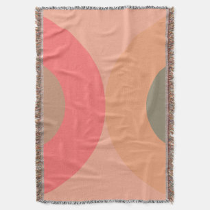 Mid-Century Modern Peach and Olive Throw Blanket