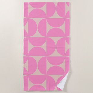 Mid Century Modern Peach And Pink Preppy Pattern Beach Towel