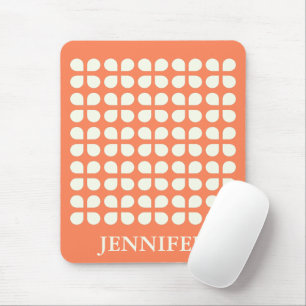 Mid Century Modern Petals in Orange Personalized Mouse Pad