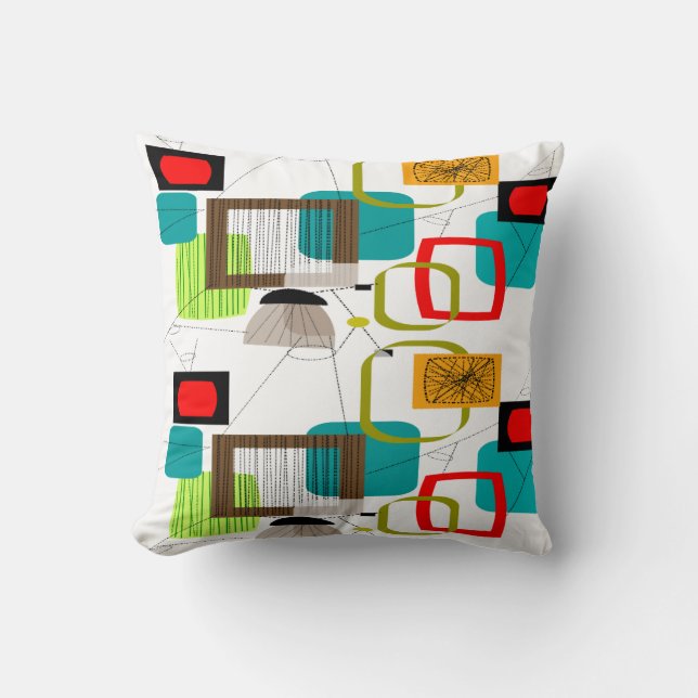 Mid-Century Modern Pillow Rectangles and Circles I (Front)