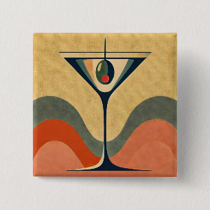 Mid Century Modern "pimento olive martini wave" 15 Cm Square Badge