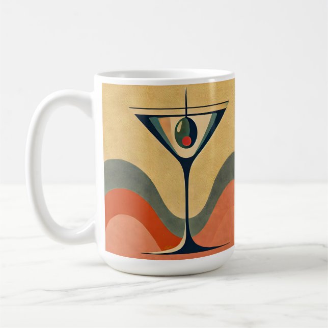 Mid Century Modern "pimento olive martini wave" Coffee Mug (Left)