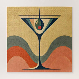 Mid Century Modern "pimento olive martini wave" Jigsaw Puzzle