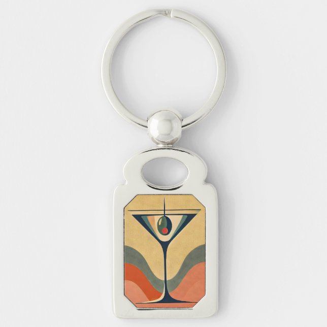Mid Century Modern "pimento olive martini wave" Key Ring (Front)