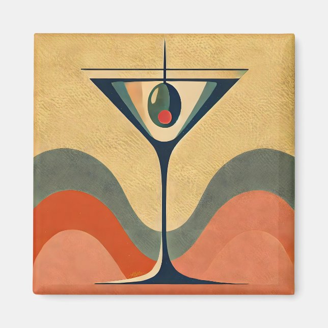 Mid Century Modern "pimento olive martini wave" Magnet (Front)