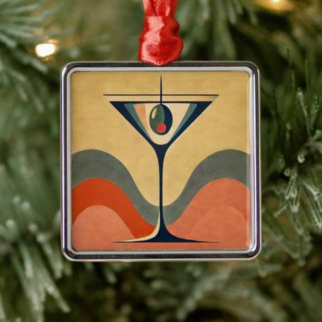 Mid Century Modern "pimento olive martini wave" Metal Tree Decoration (Tree)