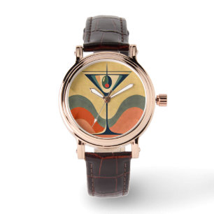 Mid Century Modern "pimento olive martini wave" Watch