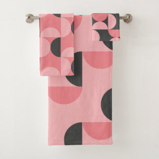 Mid-Century Modern Pink and grey Bath Towel Set