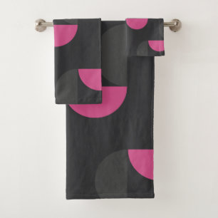 Mid-Century Modern pink and grey Bath Towel Set