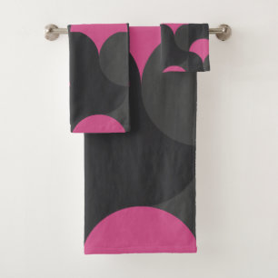 Mid-Century Modern pink and grey      Bath Towel Set