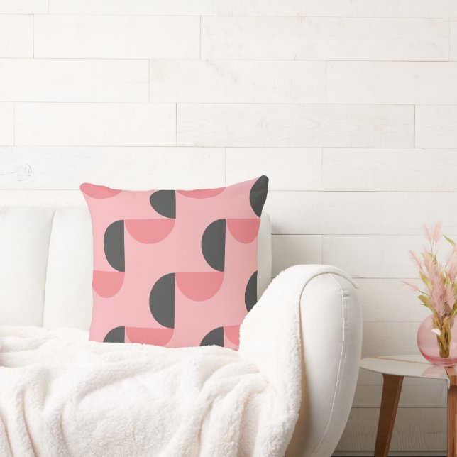 Mid-Century Modern Pink and grey      Cushion (Couch)
