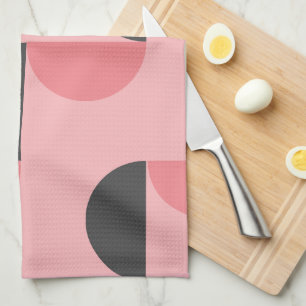 Mid-Century Modern Pink and grey    Tea Towel