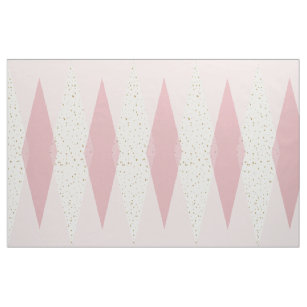 Mid Century Modern Pink Argyle Cotton Fabric