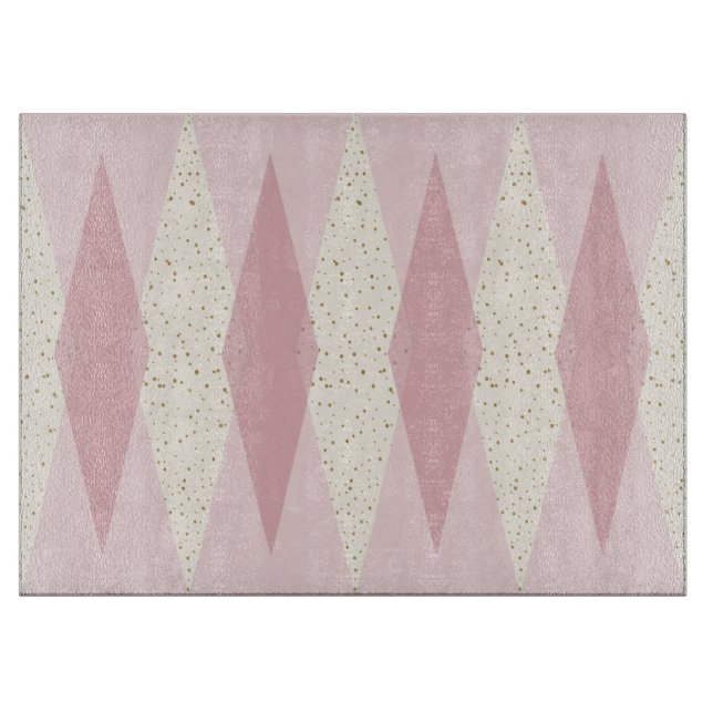 Mid Century Modern Pink Argyle Cutting Board (Front)