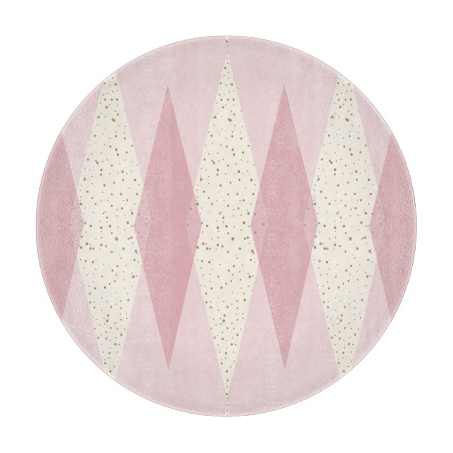Mid Century Modern Pink Argyle Cutting Board (Front)