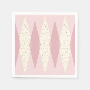 Mid Century Modern Pink Argyle Paper Plates Napkin