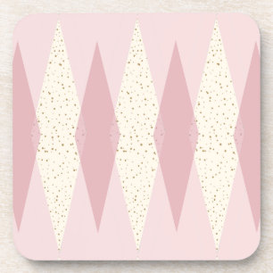 Mid Century Modern Pink Argyle Plastic Coasters