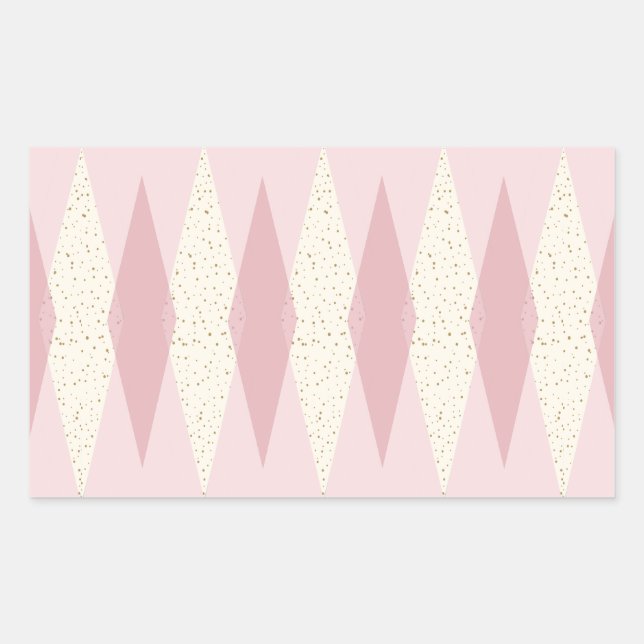 Mid Century Modern Pink Argyle Rectangle Stickers (Front)