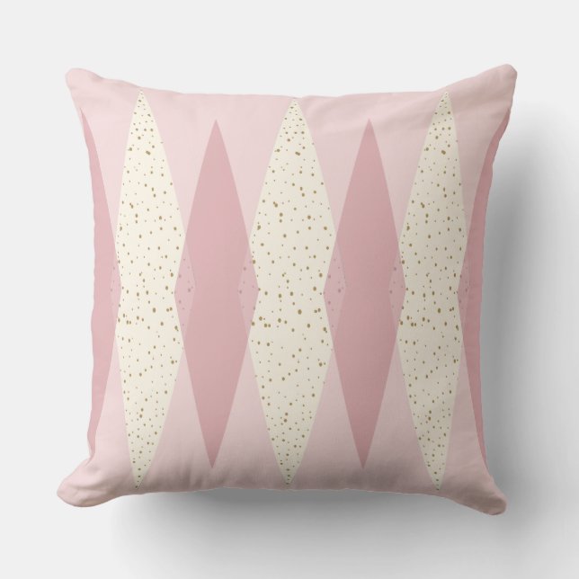 Mid Century Modern Pink Argyle Throw Pillow (Front)