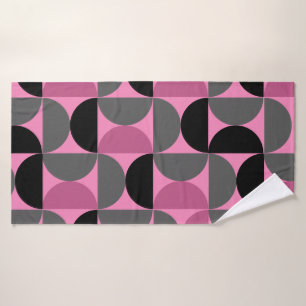 Mid-Century Modern pink, black and gray   Bath Towel
