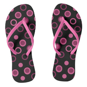 Mid-Century Modern pink, black and grey dots Jandals