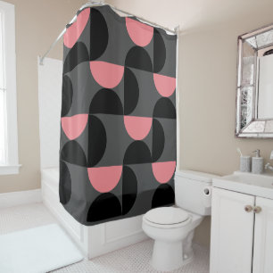 Mid-Century Modern Pink Black and Grey    Shower Curtain