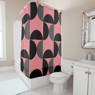 Mid-Century Modern Pink black and grey Shower Curtain