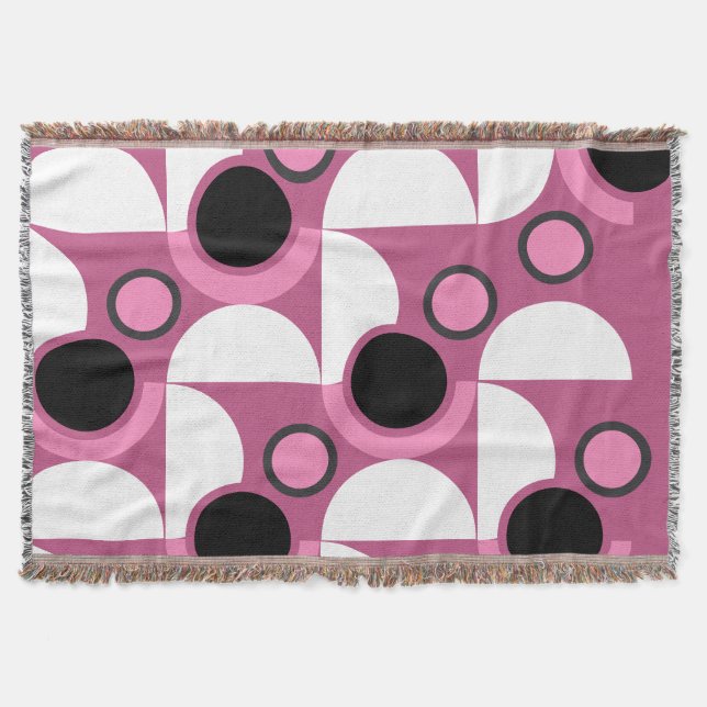 Mid-Century Modern pink, black and grey   Throw Blanket (Front)