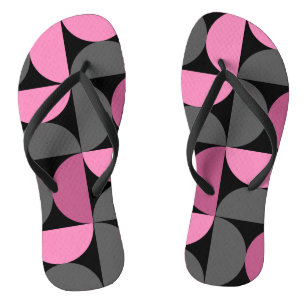 Mid-Century Modern pink, black and grey Throw Pill Jandals