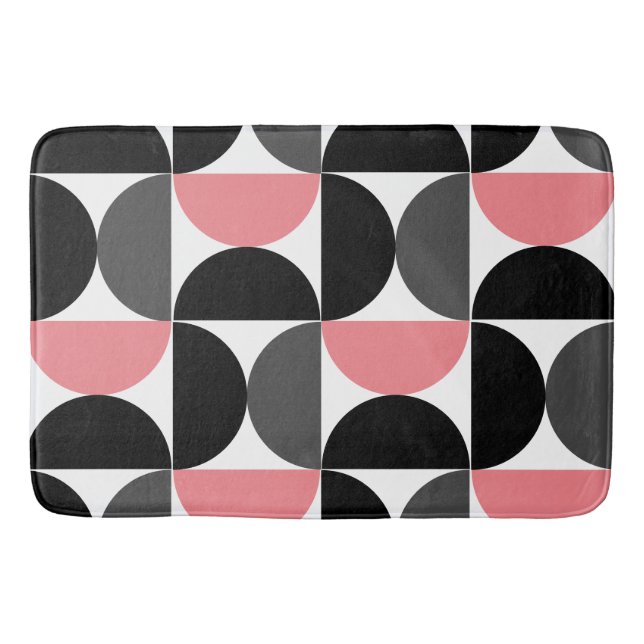 Mid-Century Modern Pink Black and White  Bath Mat (Front)