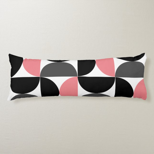 Mid-Century Modern Pink Black and White  Body Cushion (Front)