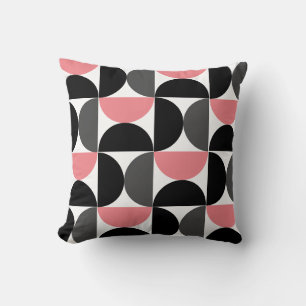 Mid-Century Modern Pink Black and White  Cushion