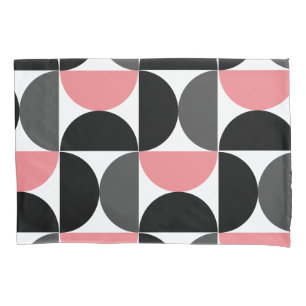 Mid-Century Modern Pink Black and White Pillowcase
