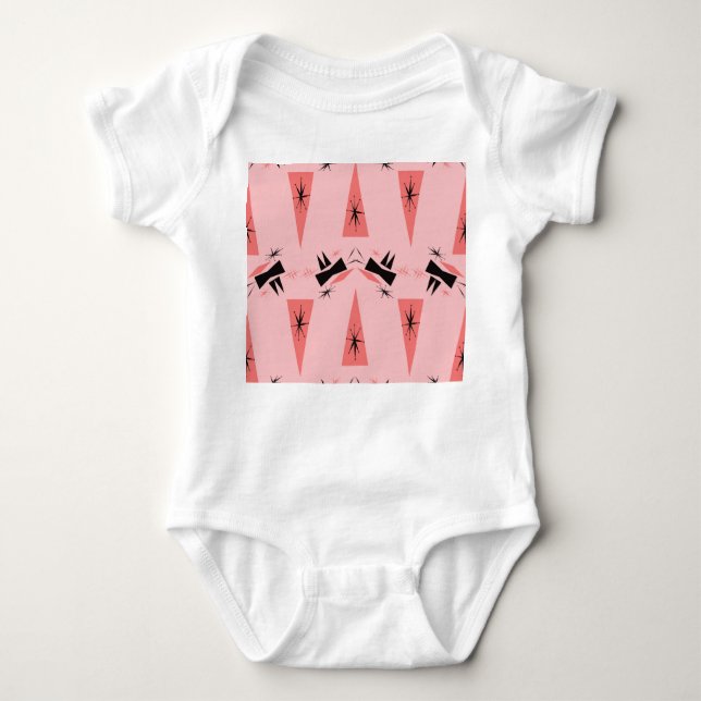 Mid-Century Modern: Pink Coral Pattern. Baby Bodysuit (Front)