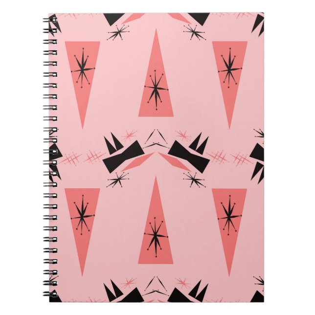 Mid-Century Modern: Pink Coral Pattern. Notebook (Front)