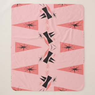Mid-Century Modern: Pink Coral Pattern. Sherpa Blanket