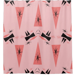 Mid-Century Modern: Pink Coral Pattern. Shower Curtain
