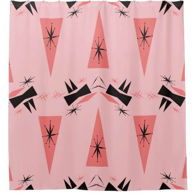 Mid-Century Modern: Pink Coral Pattern. Shower Curtain (Front)