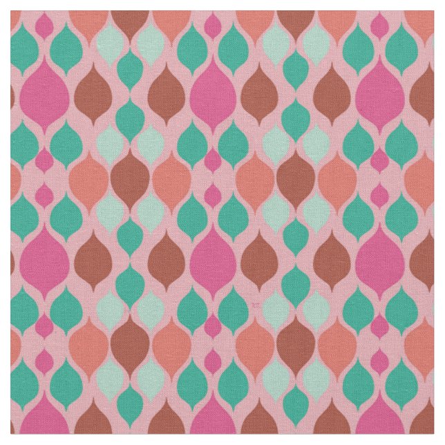 Mid Century Modern Pink Geometric  Fabric (Close Up)