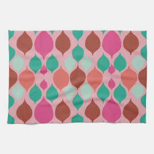 Mid Century Modern Pink Geometric  Tea Towel