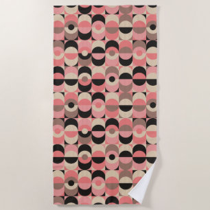 Mid-Century Modern Pink Pattern Beach Towel
